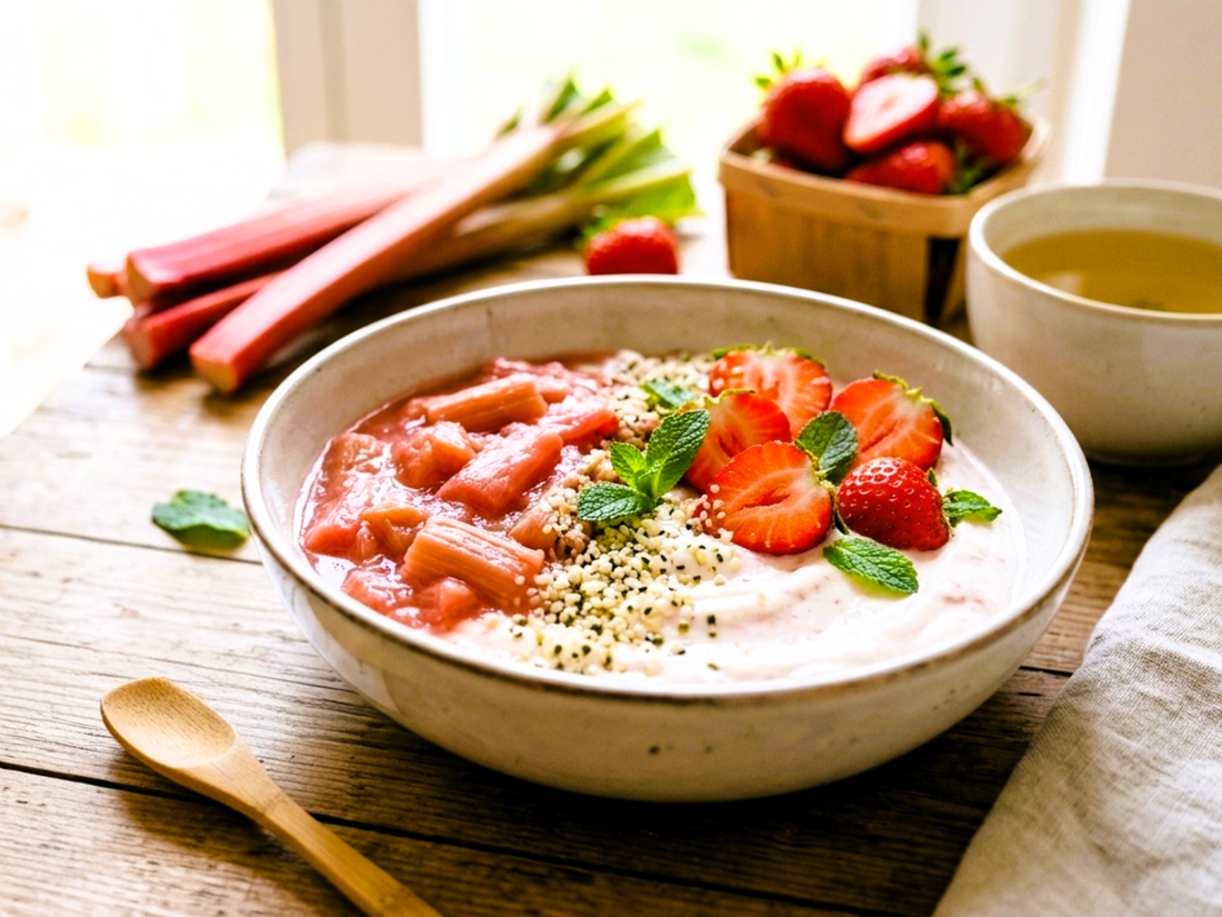 Strahlend in den Frühling: Die Pink Protein Rhabarber und Berry Bowl