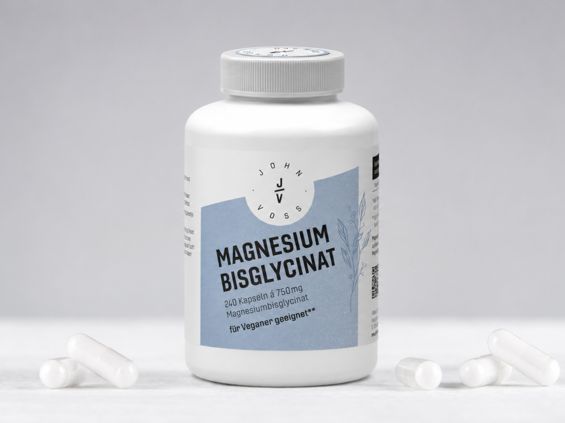 Einnahme Magnesium – JOHN VOSS Magnesium Bisglycinat Kapseln zur täglichen Magnesiumversorgung und Einnahme.
