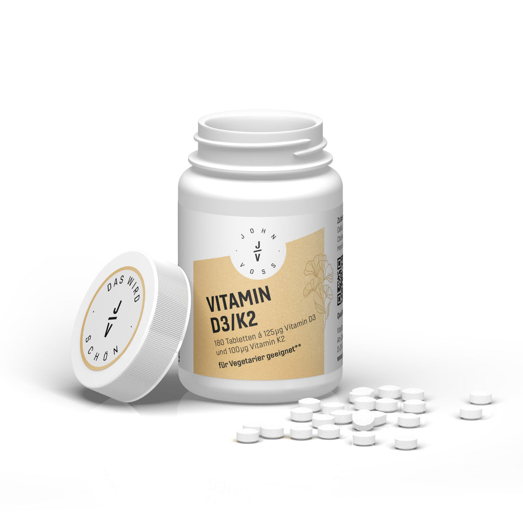 JOHN VOSS Vitamin D3 und K2 Tabletten mit 180 Stück