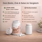 Vegane Biotin Zink Selen Schlucktabletten von JOHN VOSS