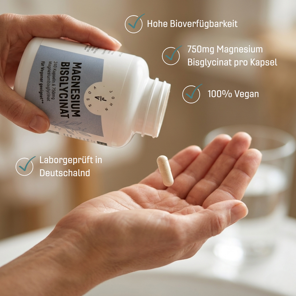 Vegane Magnesium Bisglycinat Kapseln in Chelat-Form