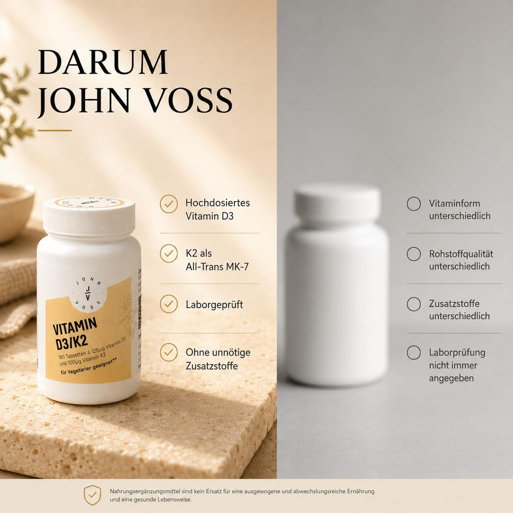 Vitamin D3 K2 Nahrungsergänzung mit 180 Tabletten
